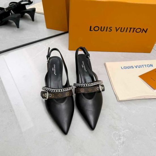 Louis Vuitton LV Genuine Leather Flats Mid Heel Footwear Premium Sole