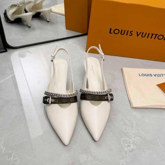 Louis Vuitton LV Genuine Leather Flats Mid Heel Footwear Premium Sole