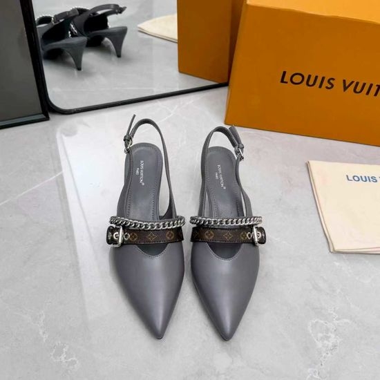 Louis Vuitton LV Genuine Leather Flats Mid Heel Footwear Premium Sole