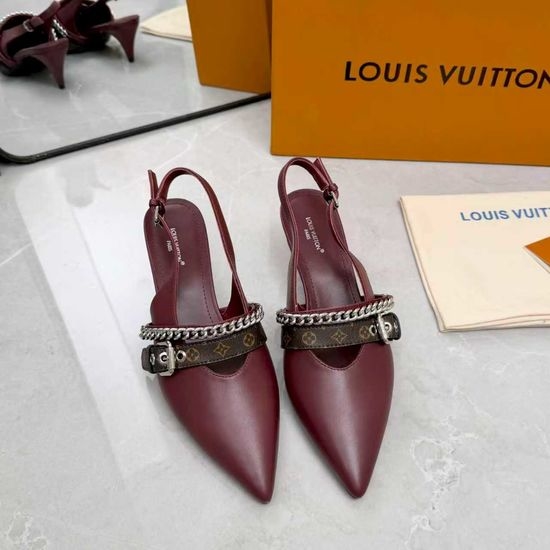 Louis Vuitton LV Genuine Leather Flats Mid Heel Footwear Premium Sole