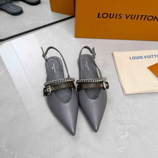 Louis Vuitton LV Genuine Leather Flats Mid Heel Footwear Premium Sole