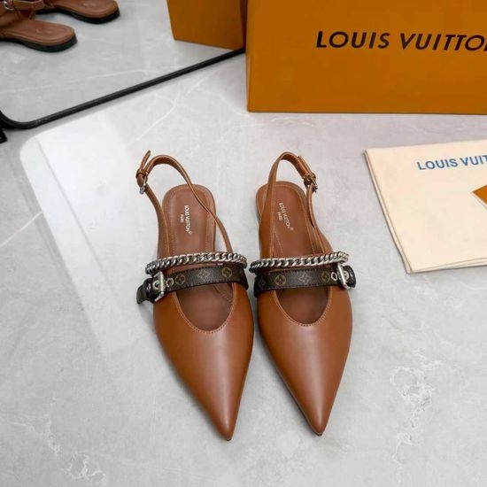 Louis Vuitton LV Genuine Leather Flats Mid Heel Footwear Premium Sole