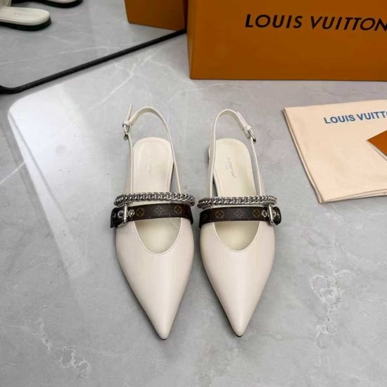 Louis Vuitton LV Genuine Leather Flats Mid Heel Footwear Premium Sole