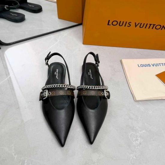 Louis Vuitton LV Genuine Leather Flats Mid Heel Footwear Premium Sole