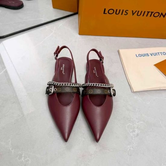 Louis Vuitton LV Genuine Leather Flats Mid Heel Footwear Premium Sole