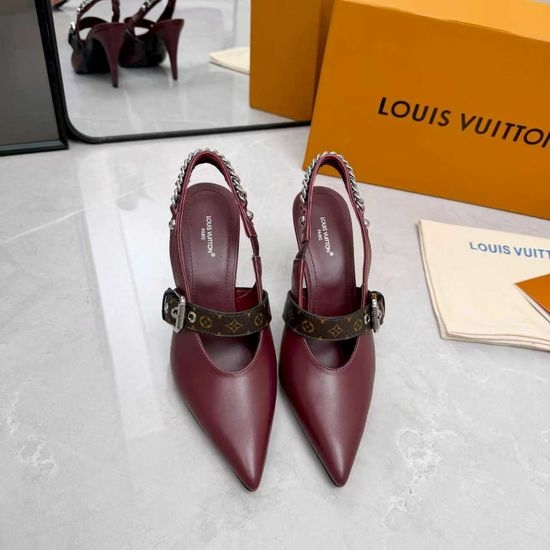 Louis Vuitton LV Genuine Leather High Heel Shoes Real Leather Outsole
