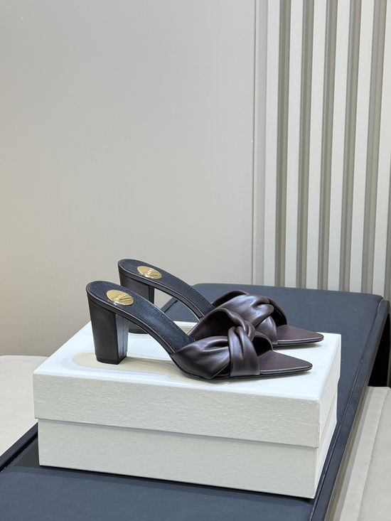 Yves Saint Laurent Fashionable Twisted Strap Block Heel Mules Comfortable