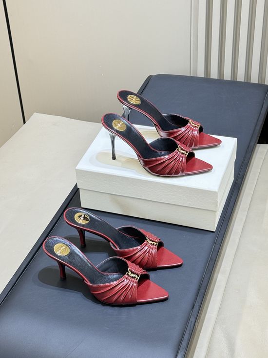 Yves Saint Laurent Elegant Pointed Toe Stiletto Mules With Logo Accent