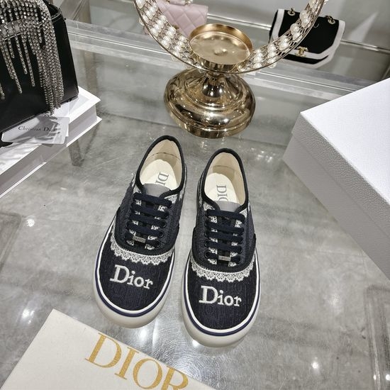 Christian Dior CD Embroidered Printed Thick Sole Casual Loafers