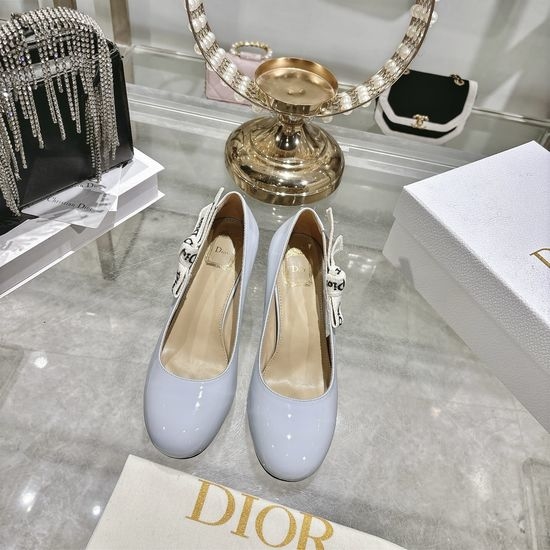 Christian Dior CD Bow Decor Hollow Block Heel Mary Jane Shoes
