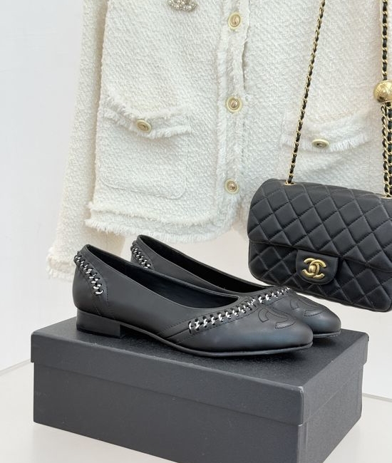 Chanel Classic Stitched Leather Low Heel Flats Comfortable Casual Dress Shoes