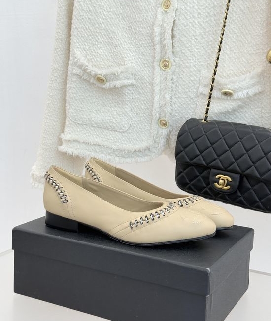 Chanel Classic Stitched Leather Low Heel Flats Comfortable Casual Dress Shoes