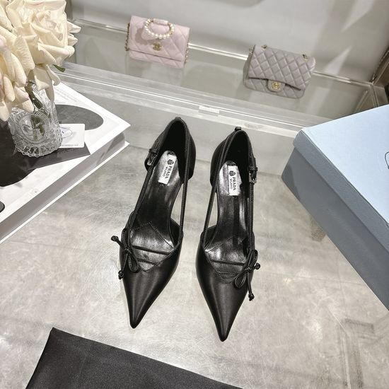 Prada Bow Decor Pointed Toe Stiletto Heel Pumps Premium Quality