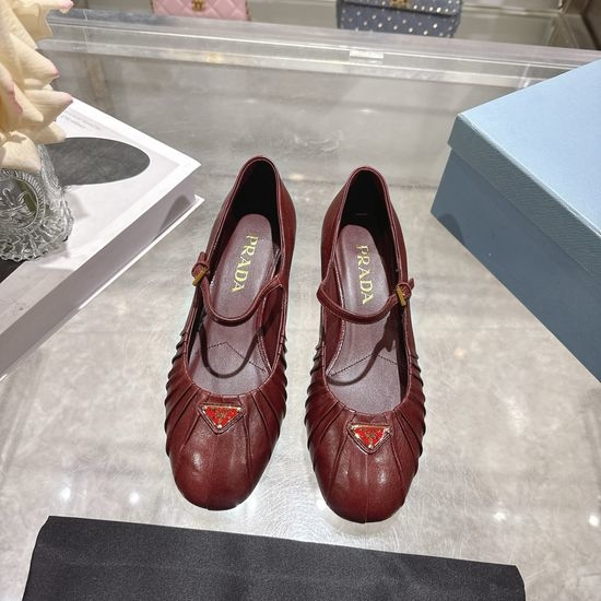 Prada Vintage Block Heel Mary Jane Leather Shoes