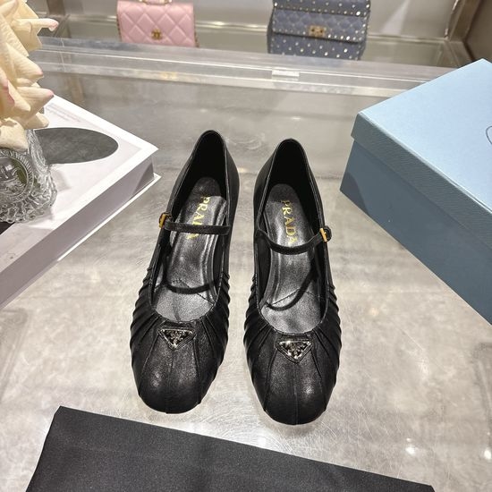 Prada Vintage Block Heel Mary Jane Leather Shoes