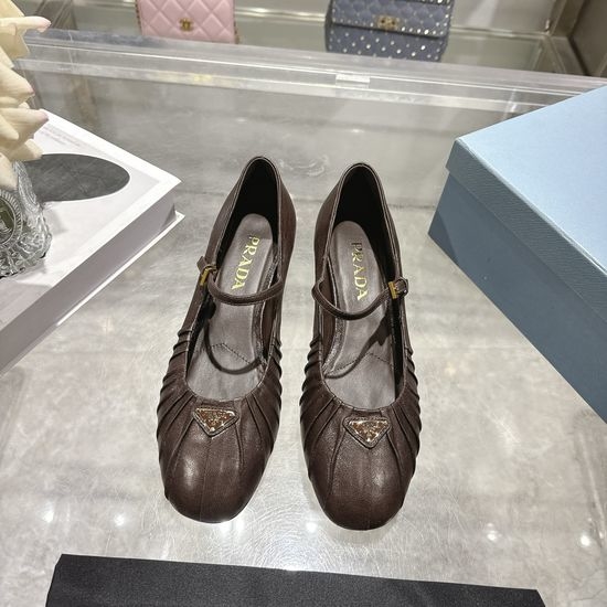 Prada Vintage Block Heel Mary Jane Leather Shoes