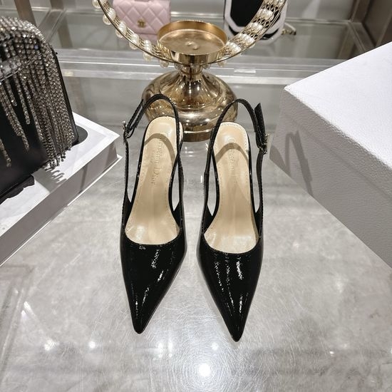 Christian Dior CD Patent Leather Pointed Toe Mary Jane Heels Sandals
