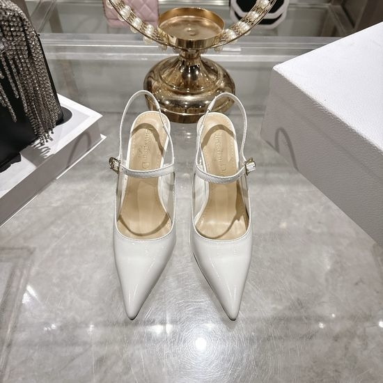 Christian Dior CD Patent Leather Pointed Toe Mary Jane Heels Sandals