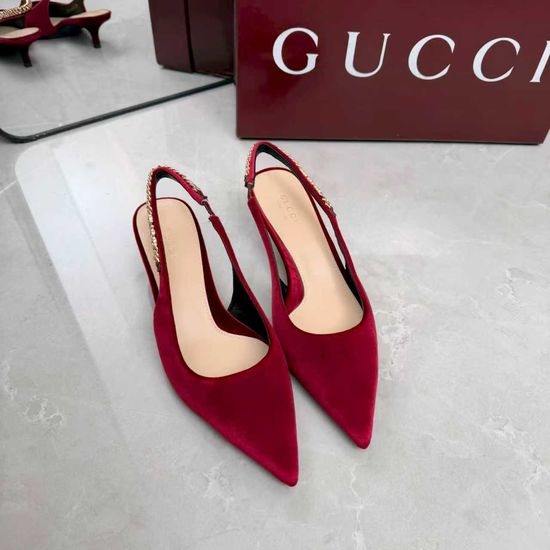 Gucci Velvet Ankle Strap Heeled Sandals Leather Lined
