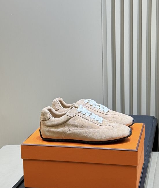 Hermes Comfortable Retro Casual Training Shoes In Premium Leather