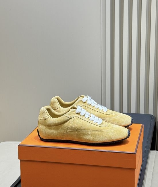 Hermes Comfortable Retro Casual Training Shoes In Premium Leather