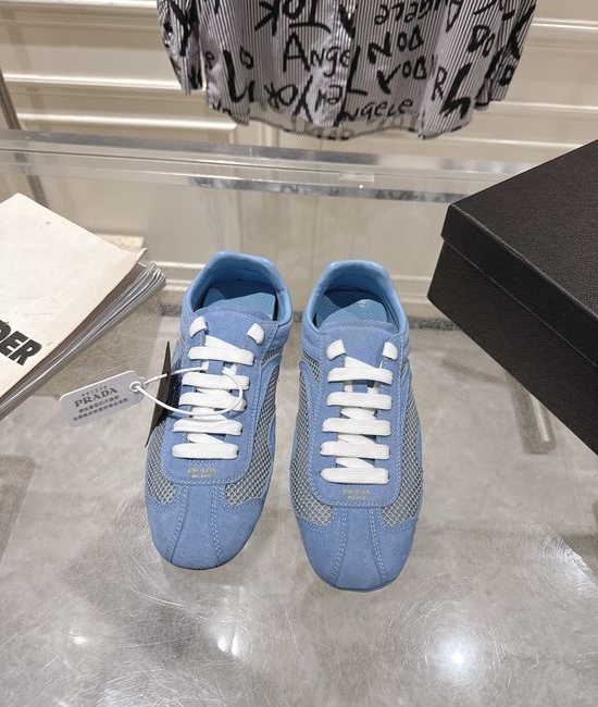 Prada Suede Leather Mesh Comfortable Casual Training Sneakers