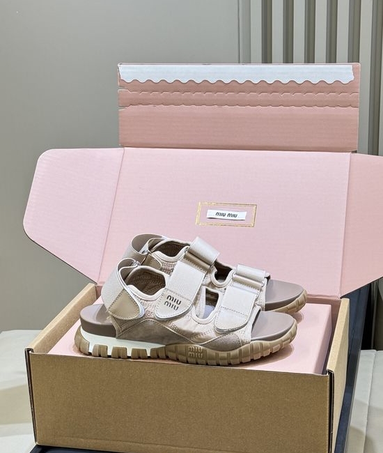Miu Miu Hook-and-loop Sport Sandals Non-slip Rubber Sole Daily Wear
