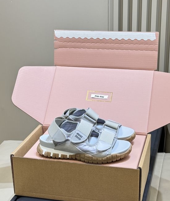 Miu Miu Hook-and-loop Sport Sandals Non-slip Rubber Sole Daily Wear
