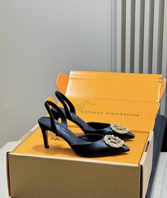Louis Vuitton LV Elegant Pointed Toe High Heels With Rhinestone Buckle
