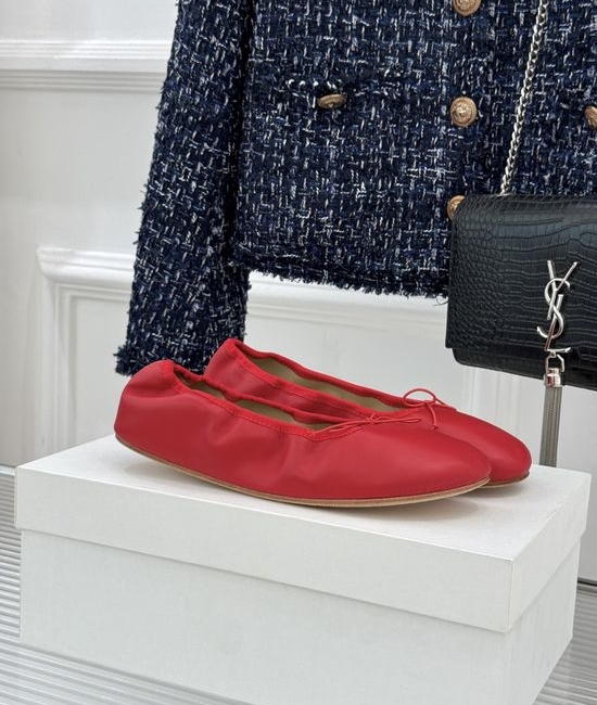 The Row Minimalist Bow Decor Leather Ballet Flats