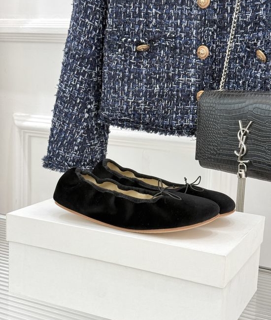 The Row Minimalist Bow Decor Leather Ballet Flats