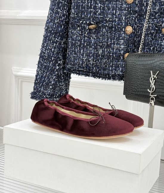 The Row Minimalist Bow Decor Leather Ballet Flats