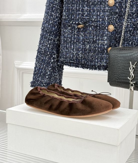The Row Minimalist Bow Decor Leather Ballet Flats