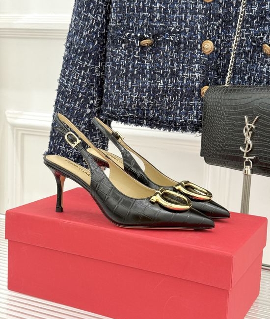 Ferragamo Italian Elegance: Metal Buckle High Heel Sandals