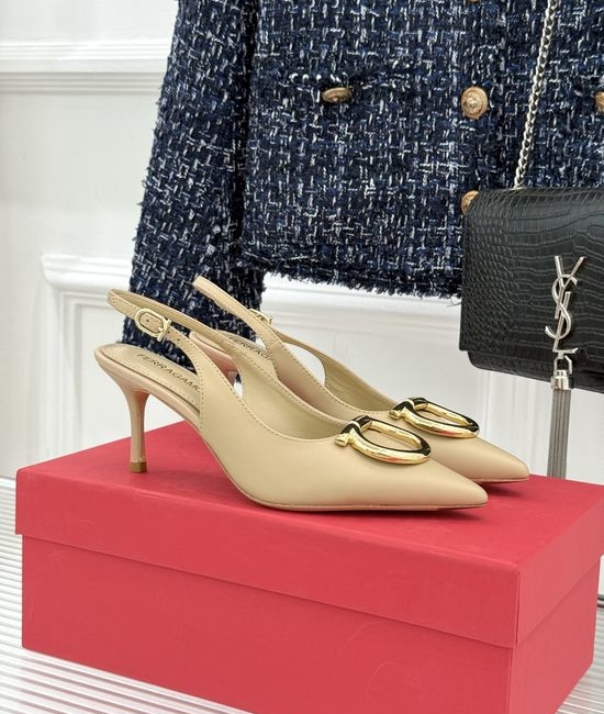 Ferragamo Italian Elegance: Metal Buckle High Heel Sandals