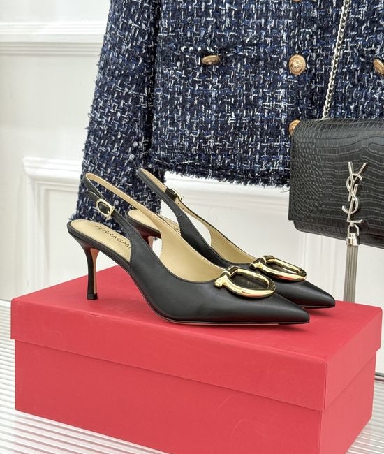 Ferragamo Italian Elegance: Metal Buckle High Heel Sandals