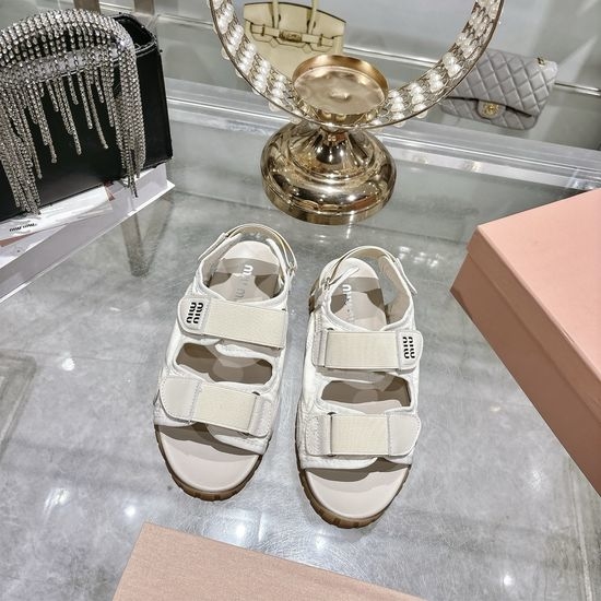 Miu Miu Casual Thick Sole Hook-and-loop Beach Sandals Soft Comfortable
