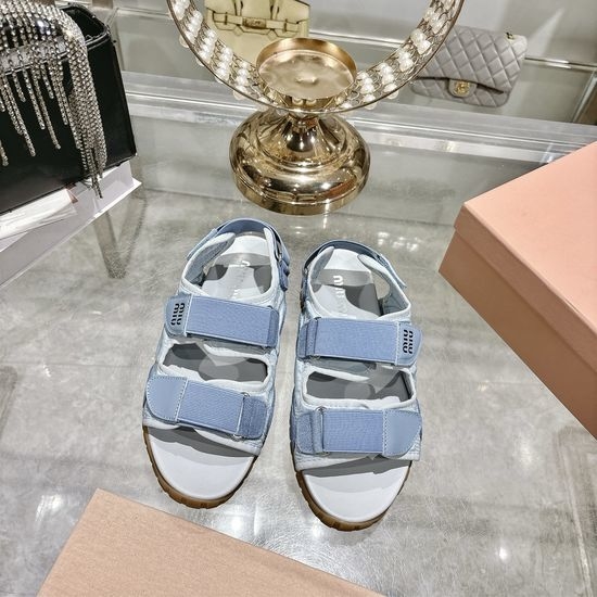Miu Miu Casual Thick Sole Hook-and-loop Beach Sandals Soft Comfortable