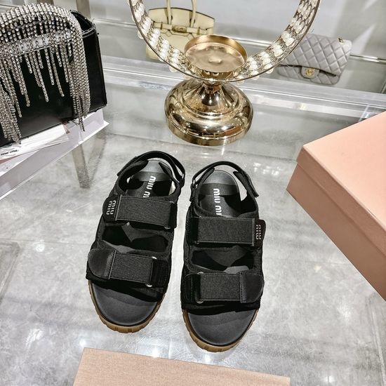 Miu Miu Casual Thick Sole Hook-and-loop Beach Sandals Soft Comfortable