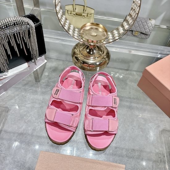 Miu Miu Casual Thick Sole Hook-and-loop Beach Sandals Soft Comfortable