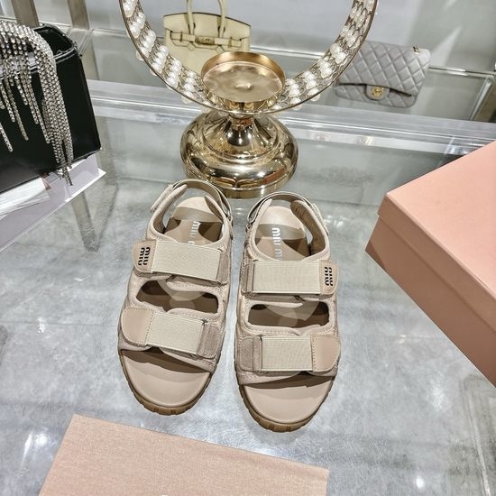 Miu Miu Casual Thick Sole Hook-and-loop Beach Sandals Soft Comfortable