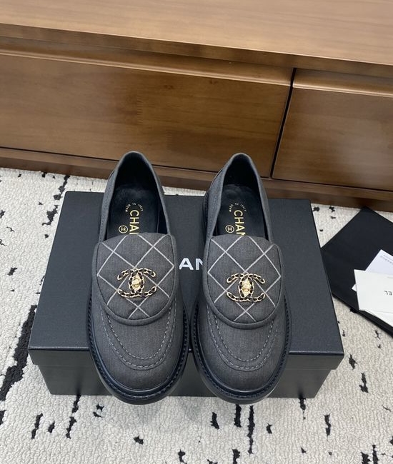 Chanel Buckle Decor Casual Leather Loafer Shoes