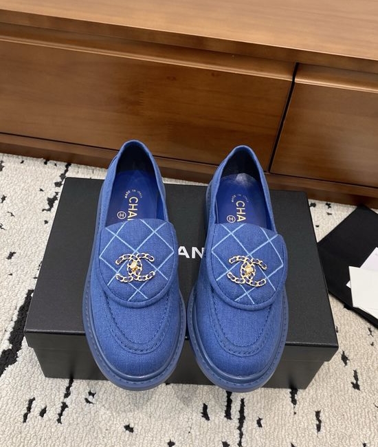 Chanel Buckle Decor Casual Leather Loafer Shoes