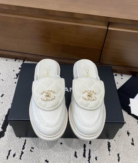 Chanel Classic Buckle Slip On Mules Premium Denim Upper