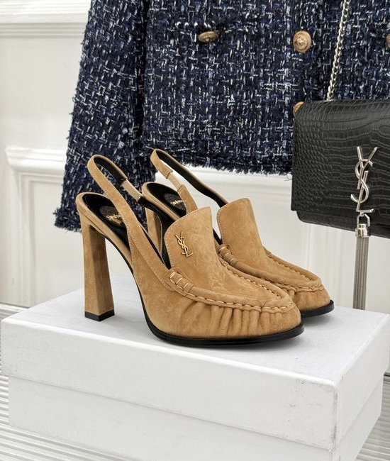 Yves Saint Laurent YSL Minimalist Logo Peep Toe Stiletto Heel Mules