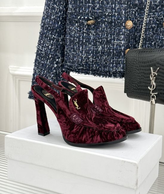 Yves Saint Laurent YSL Minimalist Logo Peep Toe Stiletto Heel Mules