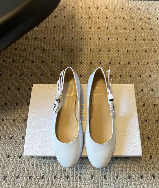 Christian Dior CD Patent Leather Round Toe Bow Decor Flat Casual Shoes