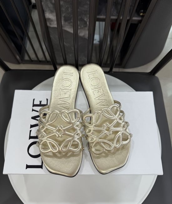 Loewe Woven Logo Premium Leather Comfort Flat Slides