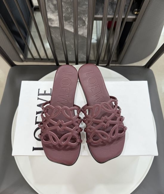 Loewe Woven Logo Premium Leather Comfort Flat Slides