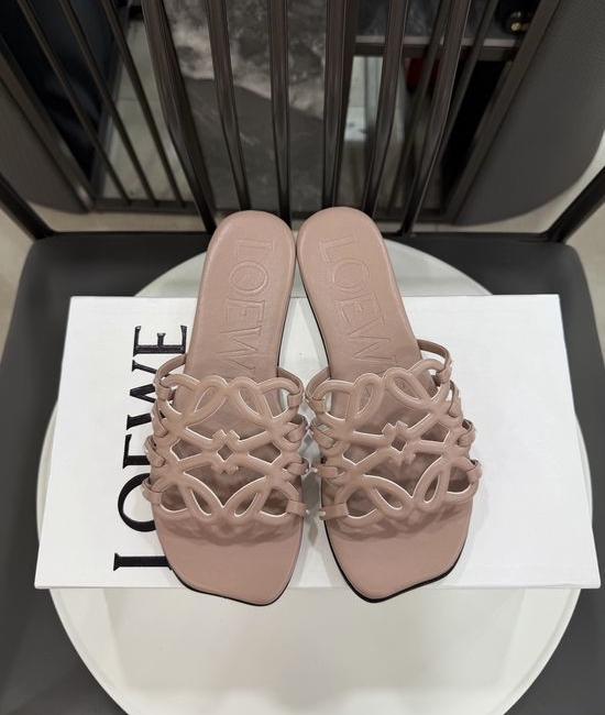 Loewe Woven Logo Premium Leather Comfort Flat Slides